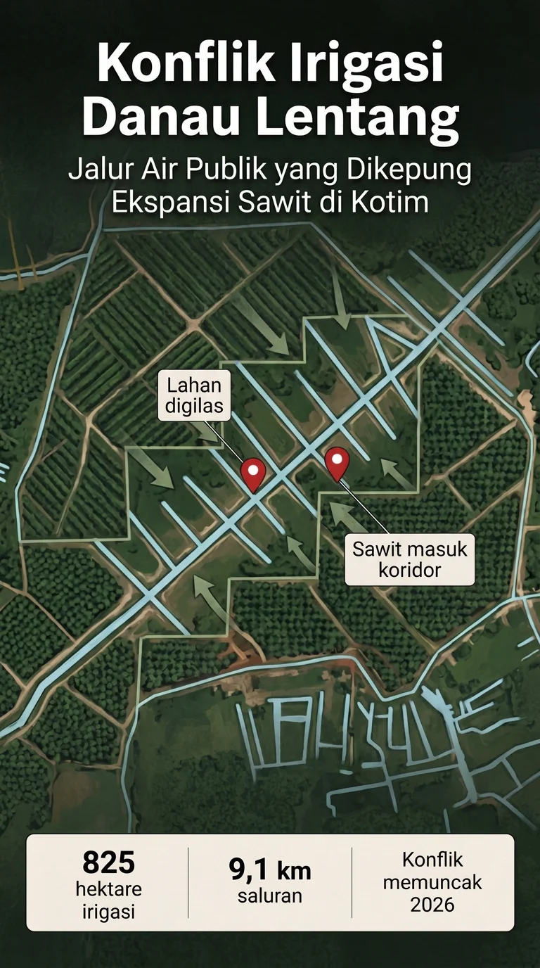 Serial Investigasi Konflik Irigasi Danau Lentang, Ketika Ekspansi Sawit Mengepung Urat Nadi Pertanian Rakyat