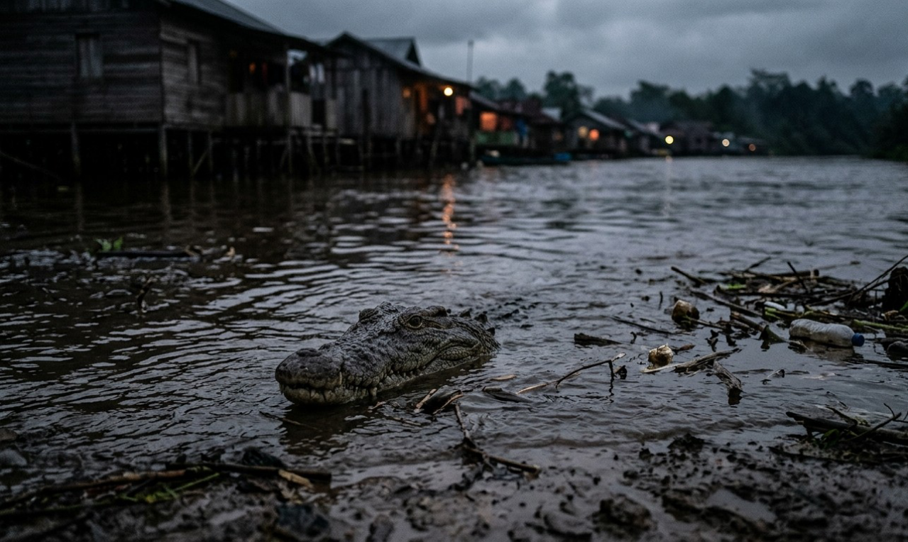 Air Pasang Meninggi, Buaya Kian Mendekat ke Permukiman Warga