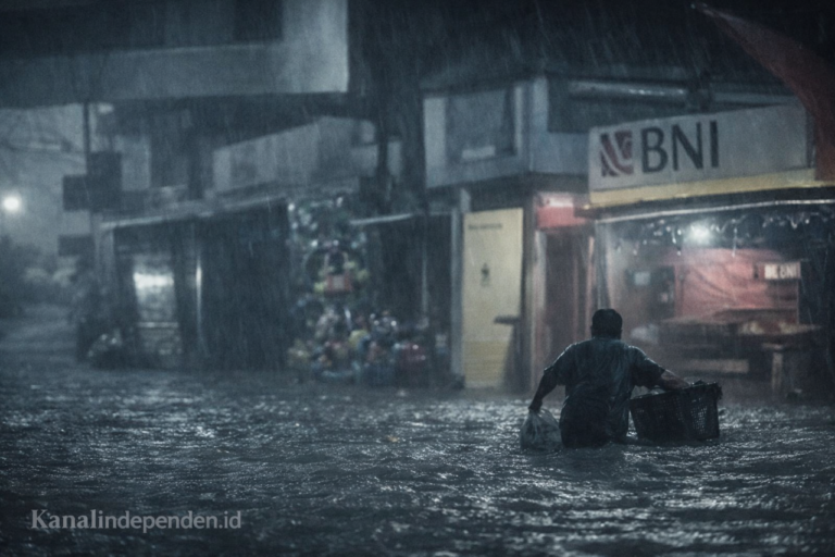Parenggean ‘Tenggelam’ Sesaat: Drainase Tak Berdaya, Pedagang Pasar Berpacu dengan Air