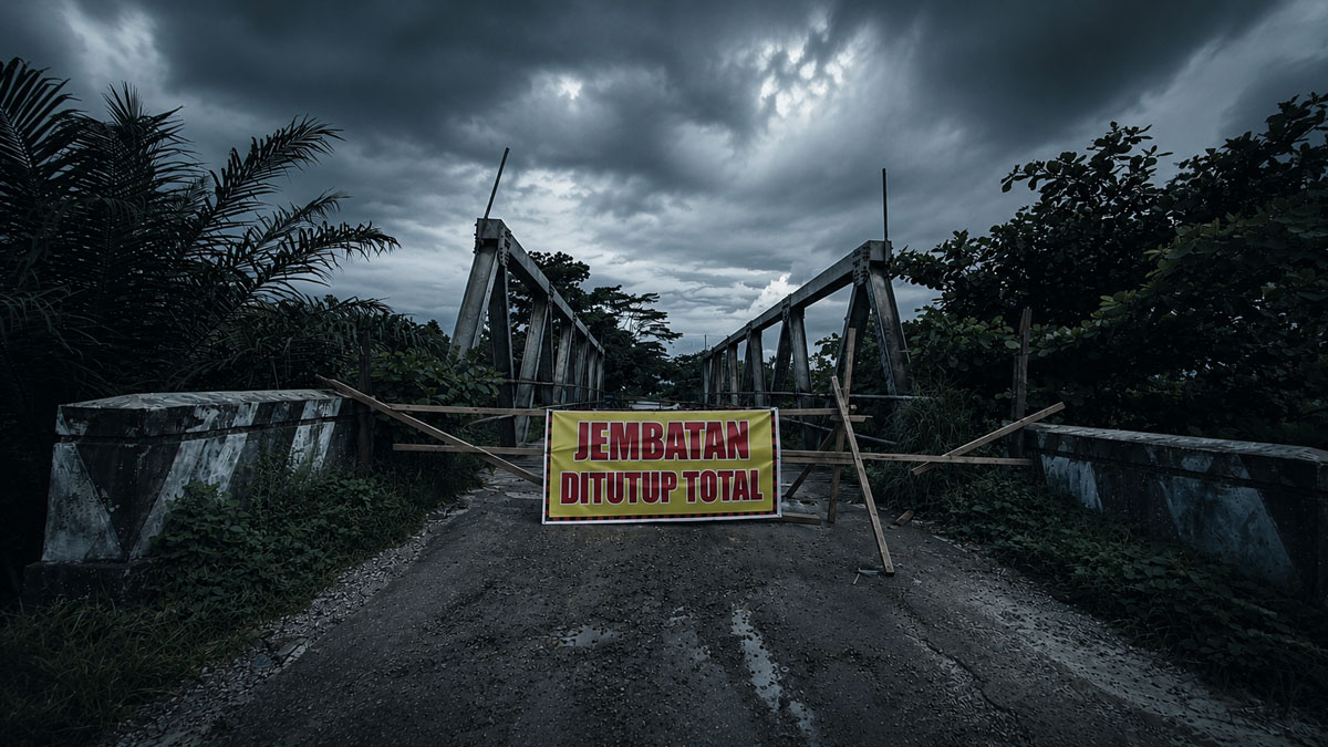 Lantai Kayu Lapuk Jembatan Patah Diganti Total, Akses Vital Ditutup 24 Jam Demi Hindari Petaka Malam