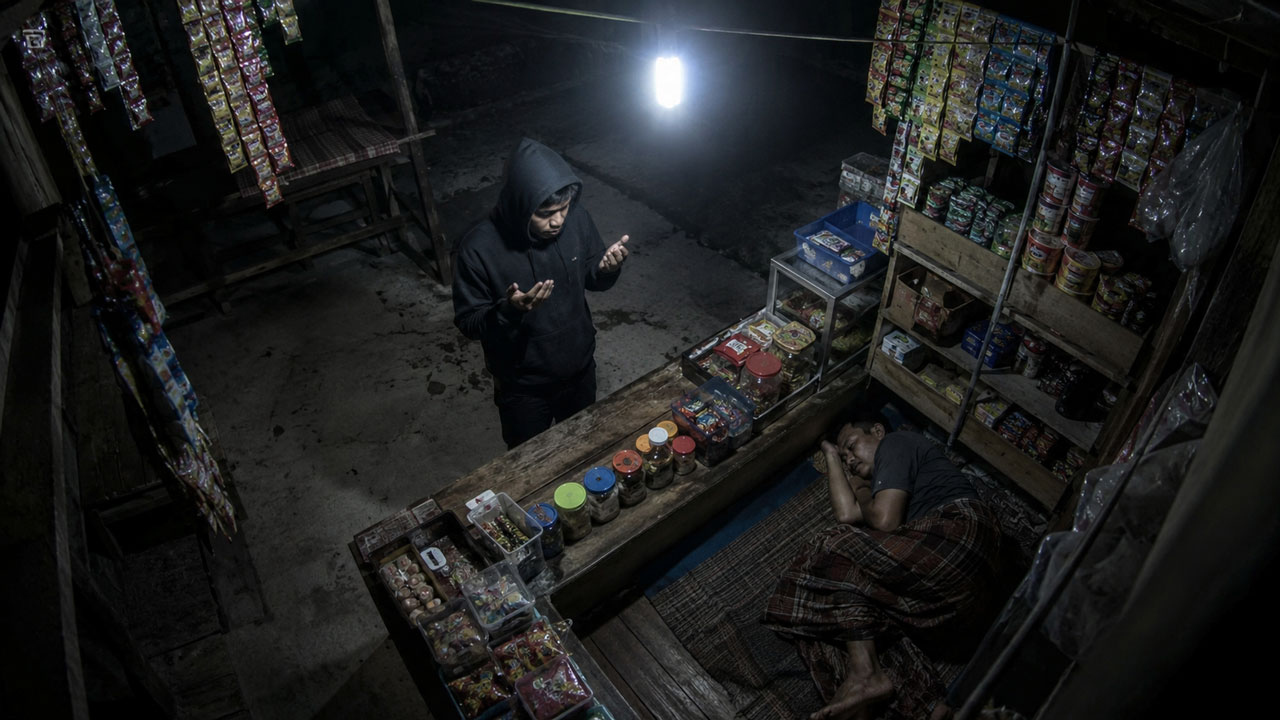 Komedi Satir Kriminalitas Sampit Ketika Pencuri Berkedok Gestur Doa Gasak Harta Warung Restu Ibu di Jalan Panjaitan