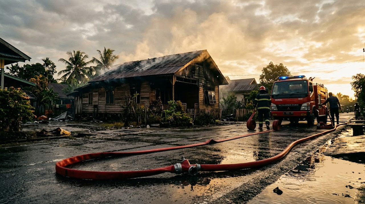 Nyaris Kehilangan Tempat Tinggal Rumah Warga Kota Besi Selamat dari Amukan Api Berkat Respons Satu Menit Damkar