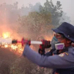 Karhutla Kotim Menyasar Permukiman, SOPD Gotong Royong Suplai Air Ke Lokasi Kebakaran