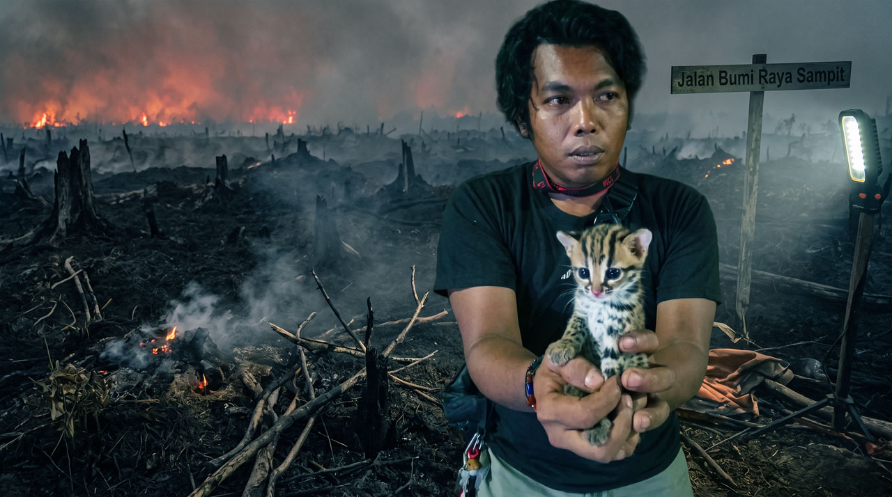 Rumahnya Hangus Terbakar, Anak Kucing Hutan Lucu ini Ditemukan Merayap Sendirian di Bumi Raya Sampit