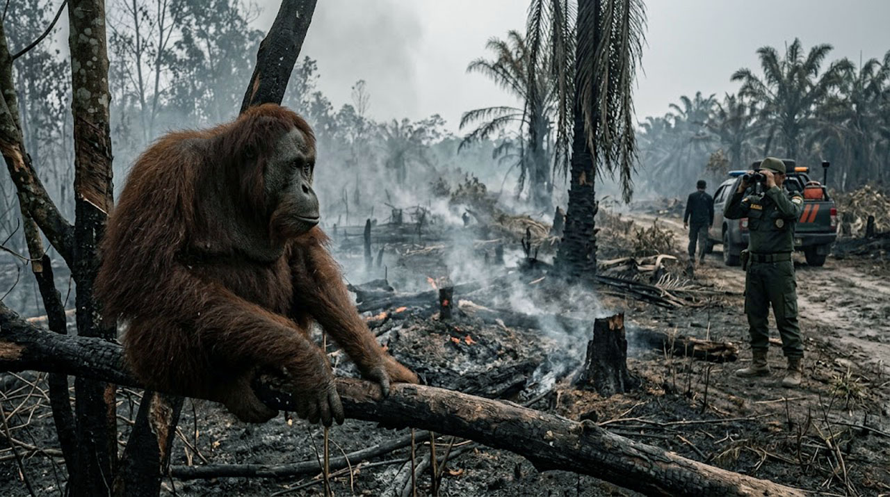 Hutan Terbakar, Orangutan Terdesak Jadi “Pengungsi Karhutla” di Kebun Warga Kotim dan Seruyan